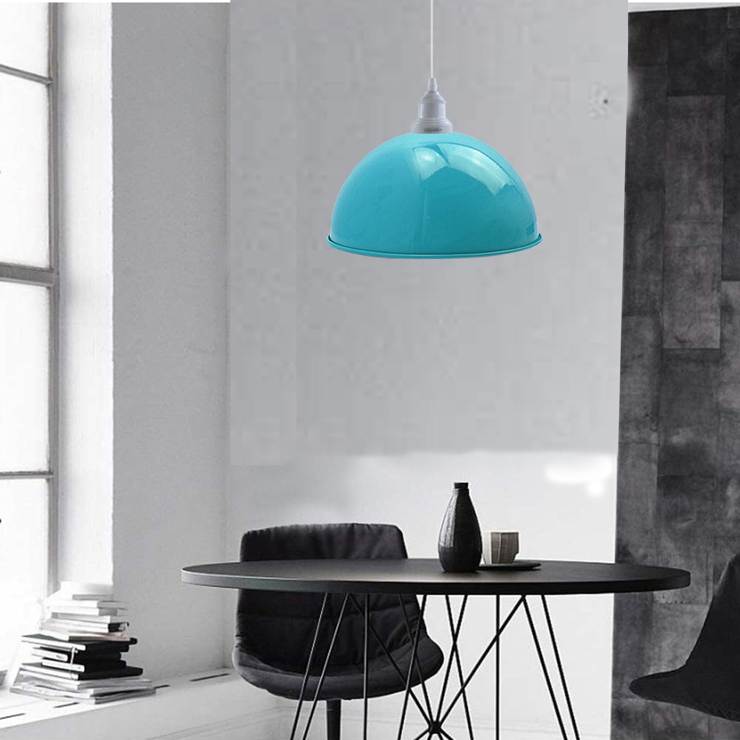4 Pack Vintage Industrial Ceiling Light Blue Pendant Light Retro Loft Style Metal Shade Lamp~3570 - LEDSone UK Ltd