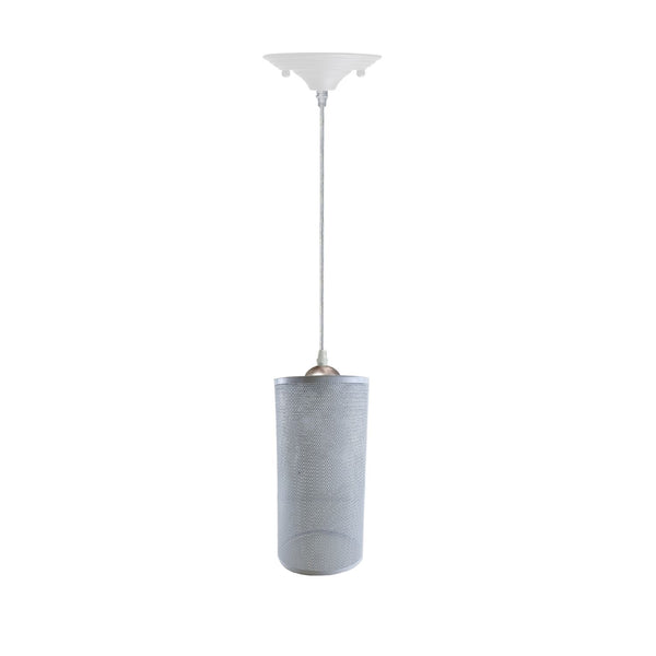 Living Room Pendant Light – Adjustable Metal Wire Cage Ceiling Lamp ~5801 – White / No