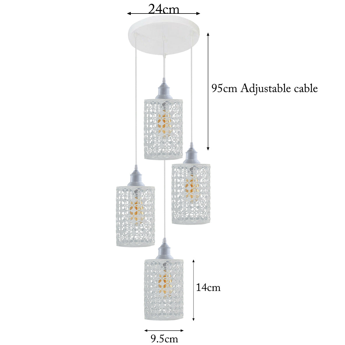 4 Out Let White Set Adjustable Hanging Pendant Ceiling Light E27 Base~1593 - LEDSone UK Ltd