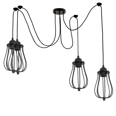 Black 2m Pendant Light Cage Retro Industrial Ceiling Light Spider Lamp~1187