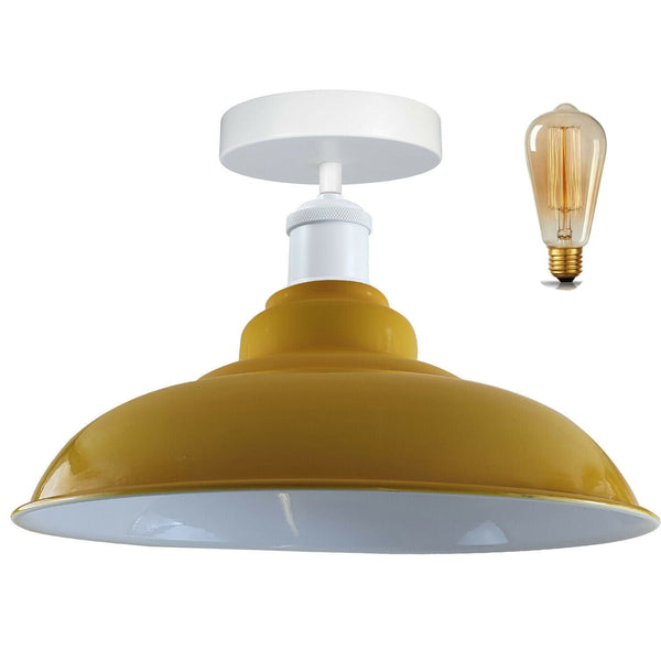 Metalen plafondlampenkappen voor gangen ~1192 – Met lamp / Geel