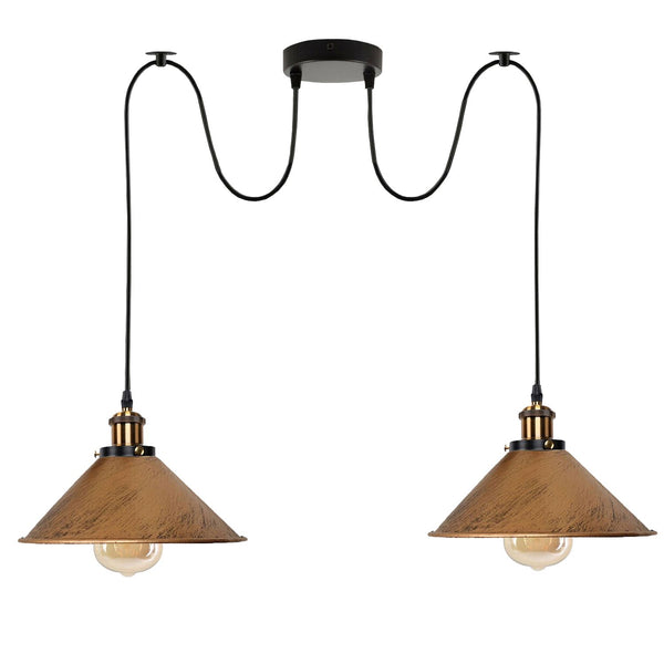2-way Retro Industrial ceiling cable E27 Hanging lamp pendant light~3403 – Brushed copper / yes
