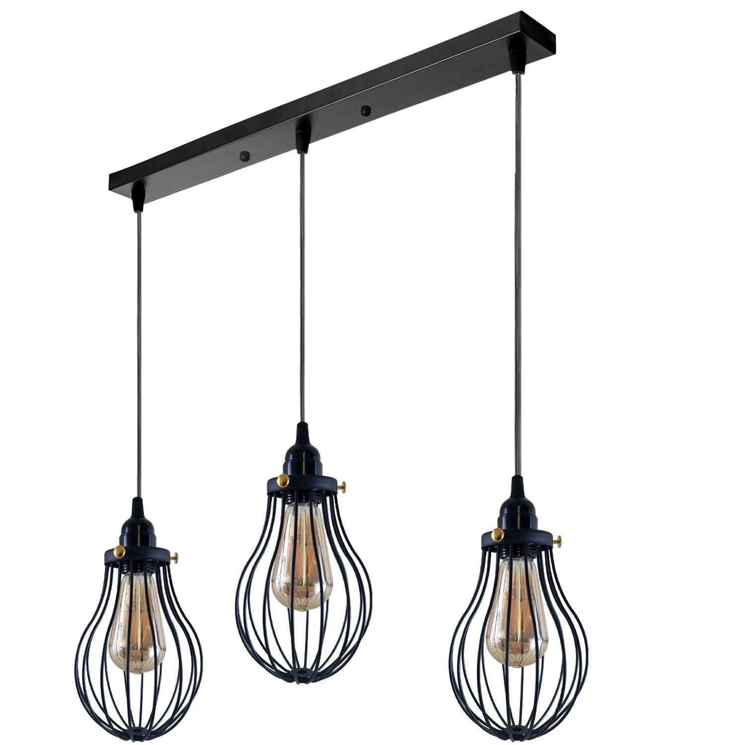 Retro Industrial Black Indoor Hanging Adjustable Pendant Light Big Vase Cage Ceiling Chandelier~3398 - LEDSone UK Ltd