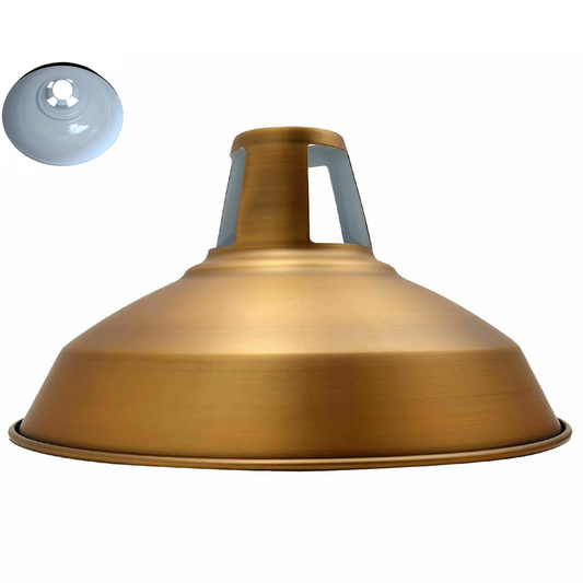 Industrial Style Barn Slotted Lamp Shade Metal Yellow Brass Ceiling Pendant Light Shade~1066