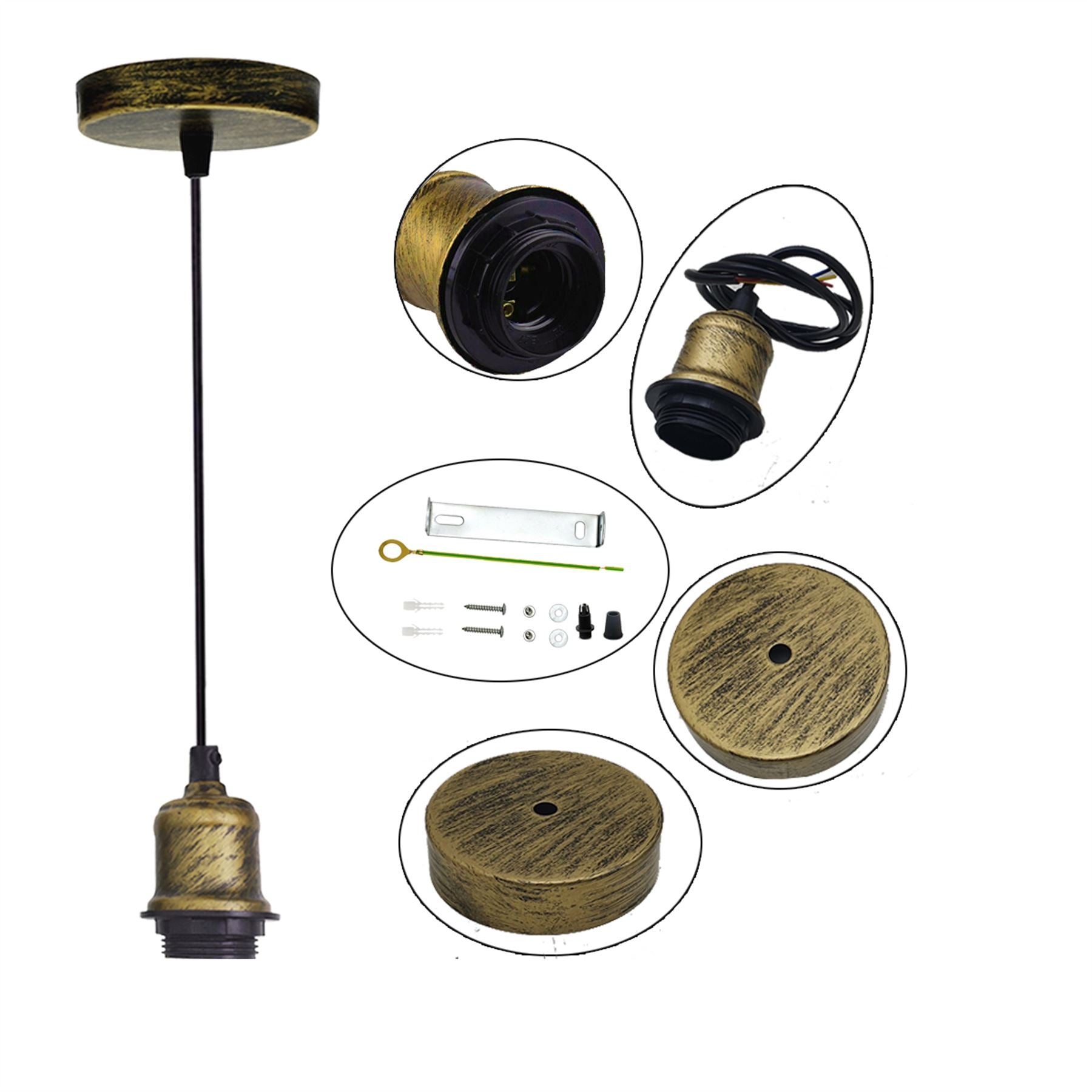 Vintage Ceiling Light Holder E27 Pendant Cord Flex Hanging Lamp Bulb Fitting Kit~1289 - LEDSone UK Ltd