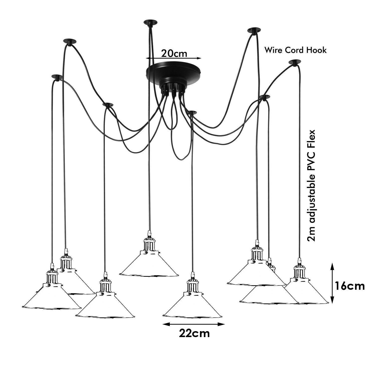 LEDSone Industrial Vintage Chandelier Spider Light 8 Way Hanging Ceiling Pendant Lights ~ 3525 - LEDSone UK Ltd