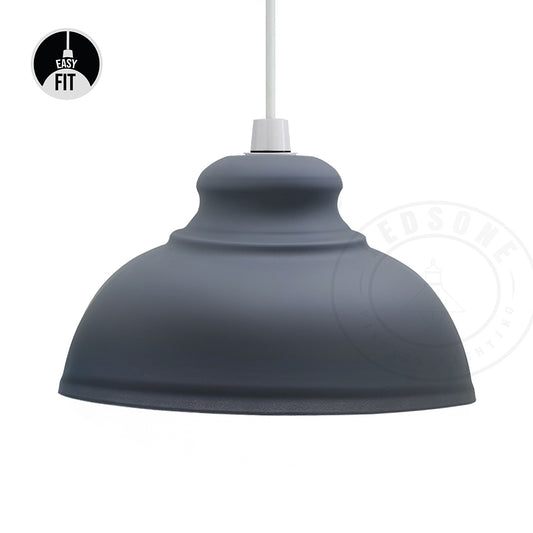 Grey Easy Fit Retro Pendant Light Shade Includes Shade Reducing Ring~2083