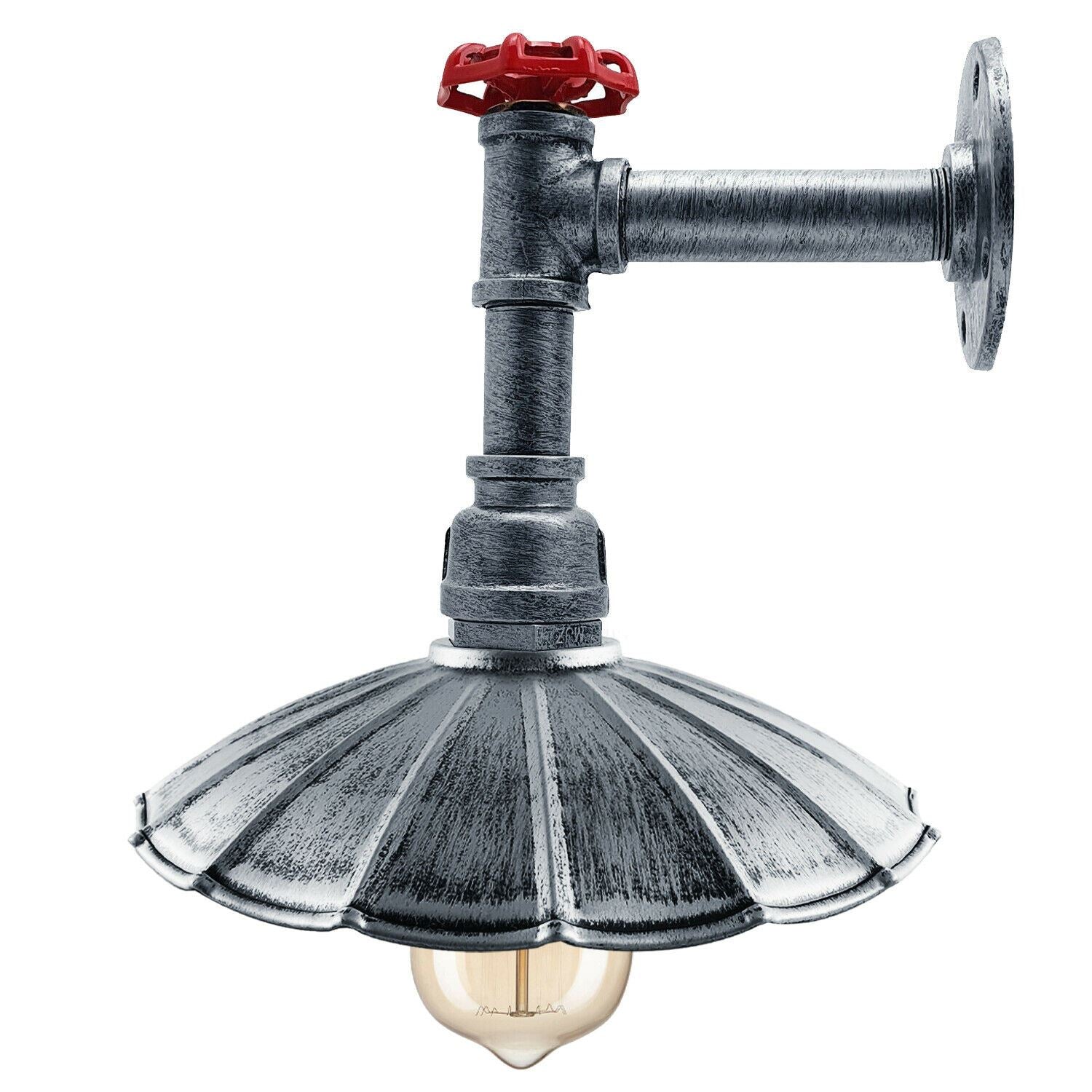 Vintage Retro Industrial Wall Pipe Light Fittings Indoor Sconce Metal Lamp Umbrella Shape Shade for Basement, Bedroom, Home Office, Study room~1250 - LEDSone UK Ltd