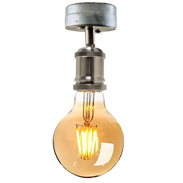 Vintage industriële hanglamp met gegalvaniseerde pijp, plafondlamp van metaal voor hotel, restaurant, bar, eetkamer en garage~1239 – Enkel licht / Met lamp