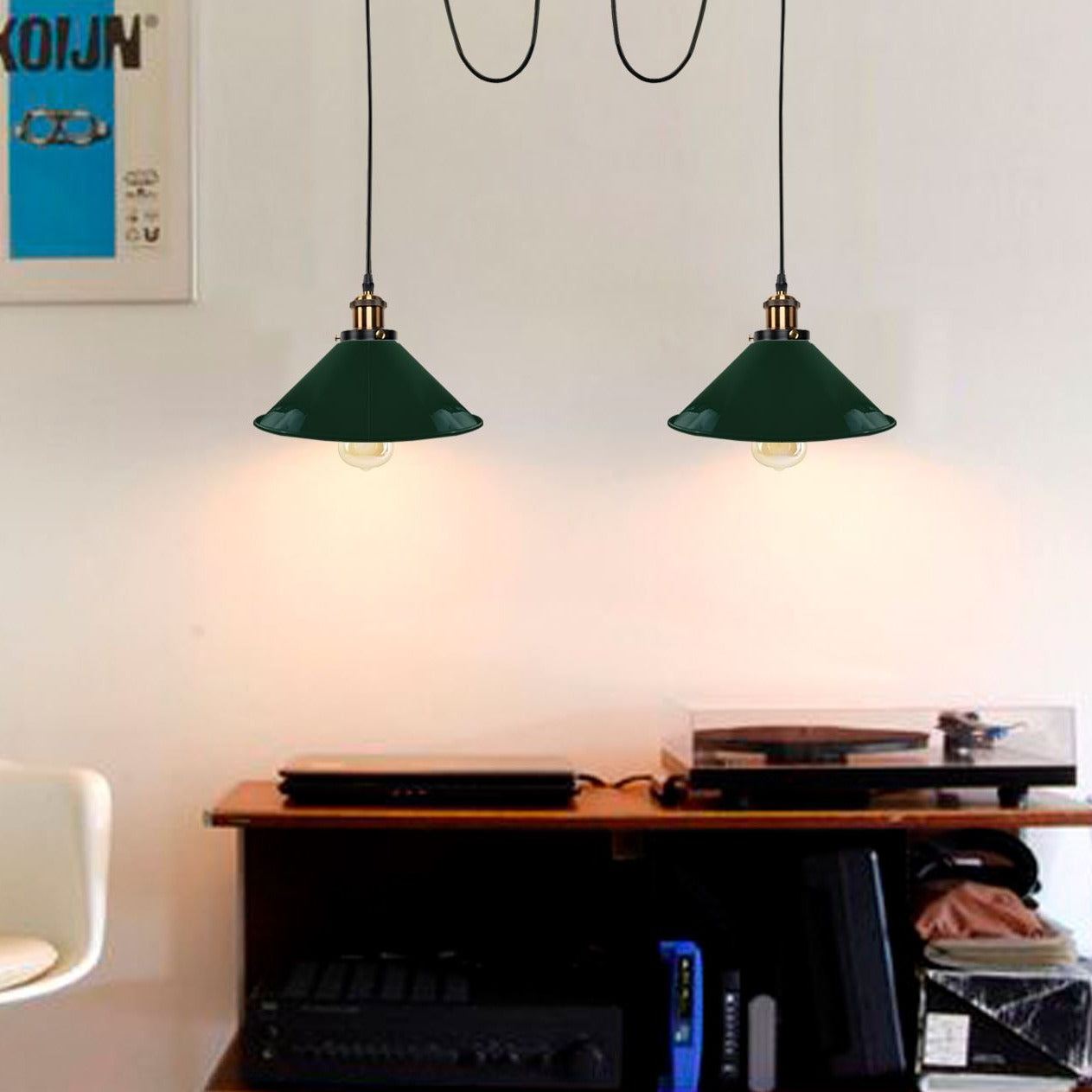 2-way Retro Industrial ceiling cable E27 Hanging lamp pendant light~3403 - LEDSone UK Ltd