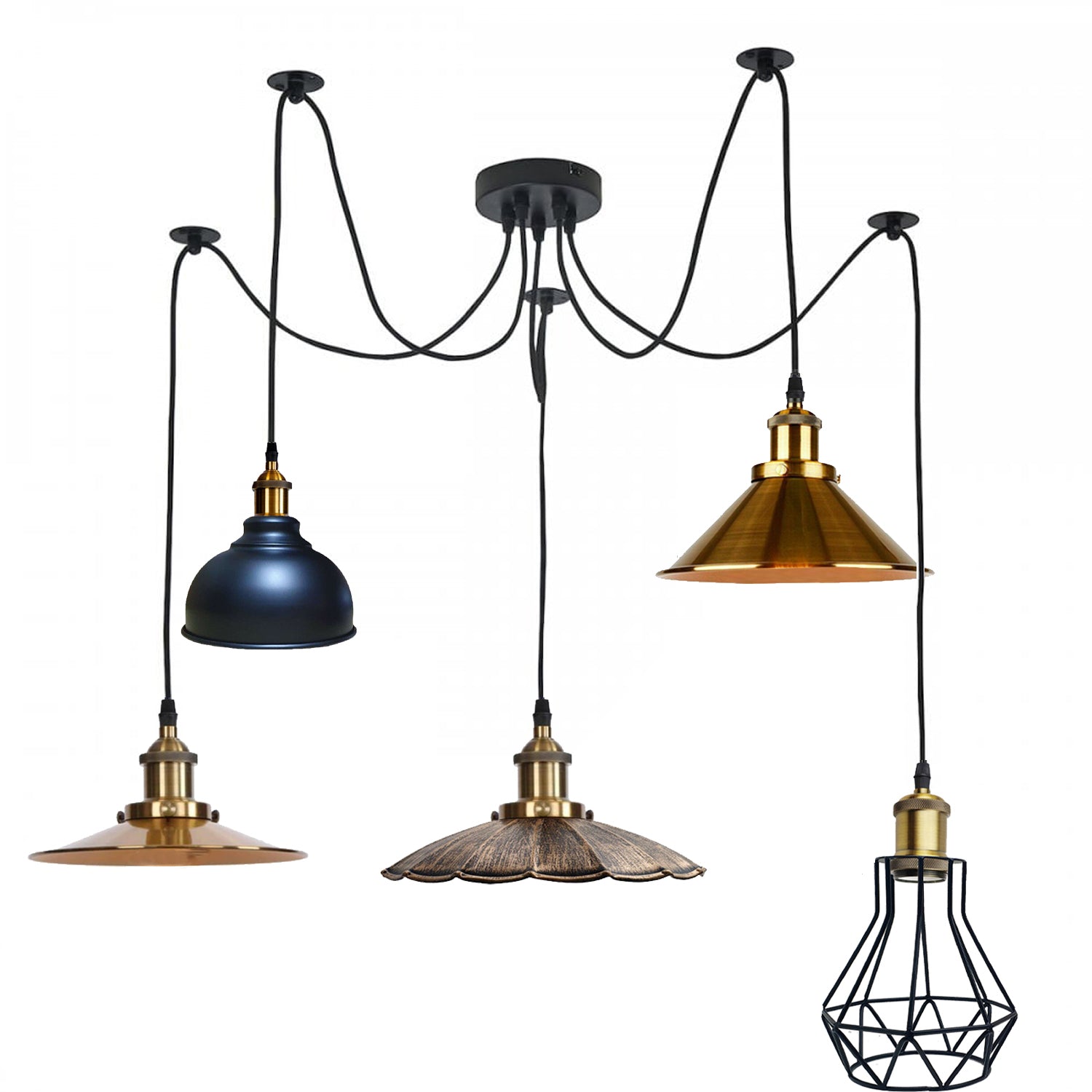 Industrial multi store light pendant