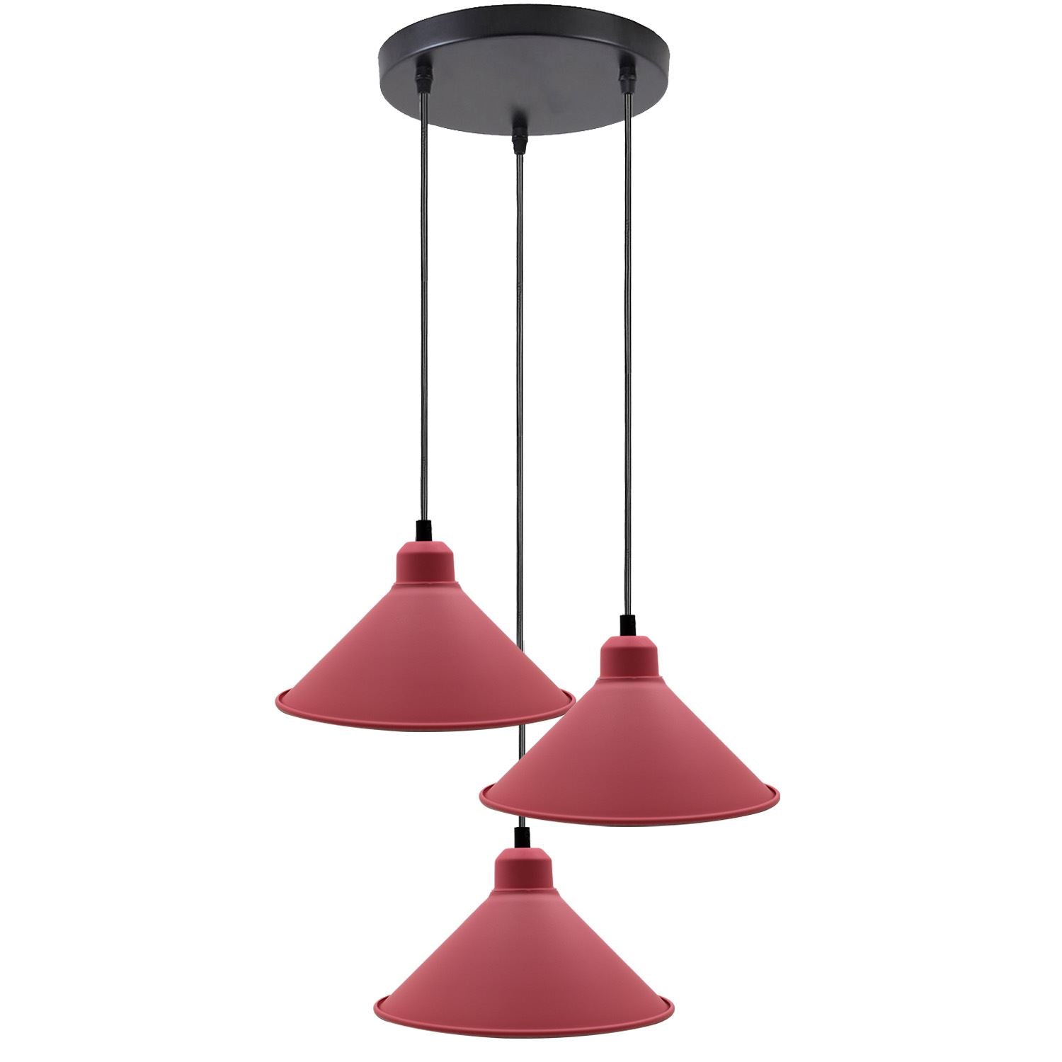 Retro Industrial Hanging Chandelier Ceiling Cone Shade pink colour  Vintage Metal Pendant light~1001 - LEDSone UK Ltd