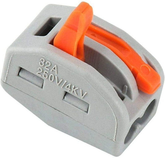 2 Way Reusable spring lever terminal block electrical cable clamp wire 2 connector~2035