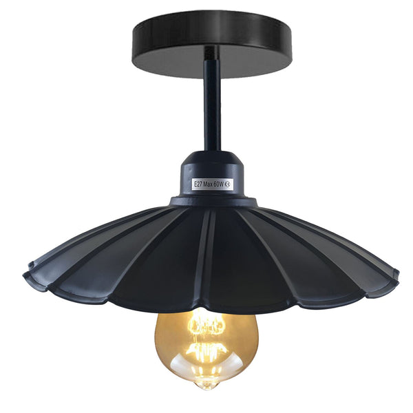 Moderne industriële retro metalen plafond hanglamp ~1402 – Zwart / Met lamp