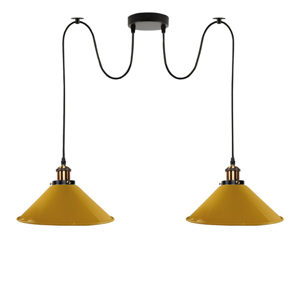 2-way Retro Industrial ceiling cable E27 Hanging lamp pendant light~3403 – Yellow / yes