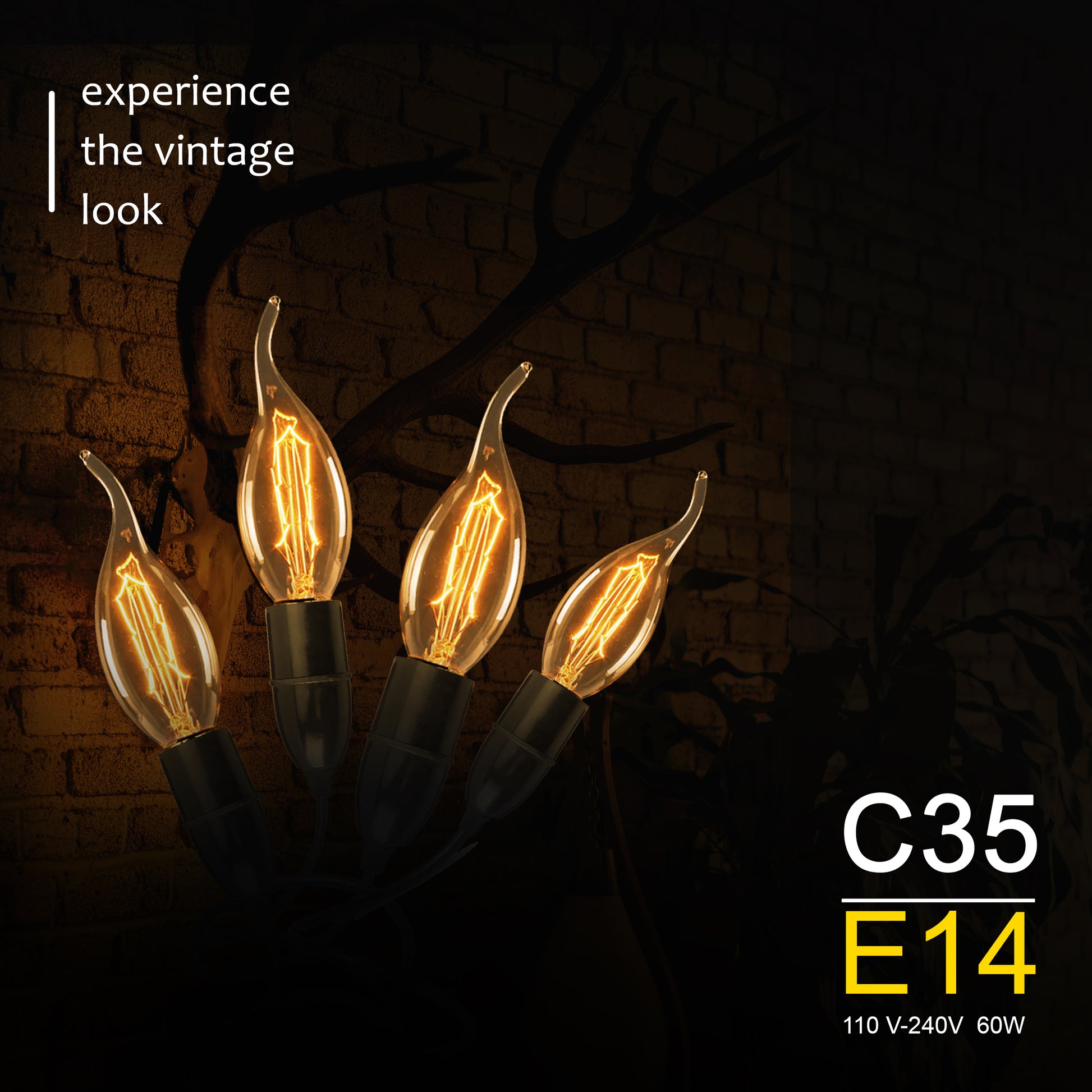 C35 E14 60W Dimmable Bent Candle Vintage Tip Bulb~3254