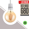 Vintage Edison LED Filament Bulb G80 B22 4W Dimmable ~3078