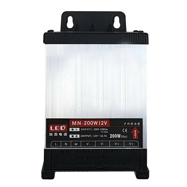 IP45 Rainproof LED Transformer | DC 12V Enclosed Power Supply ~1407 – 200W