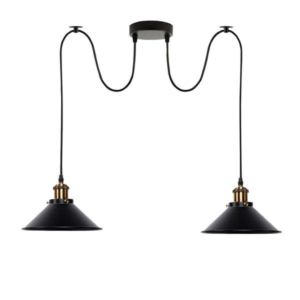 2-way Retro Industrial ceiling cable E27 Hanging lamp pendant light~3403 – Black / No