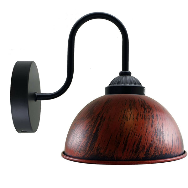 Retro Wall Lamp with Dome Metal Shade, E27 Indoor Wall Lighting Fixtures~1264 – Without Bulb / Rustic Red