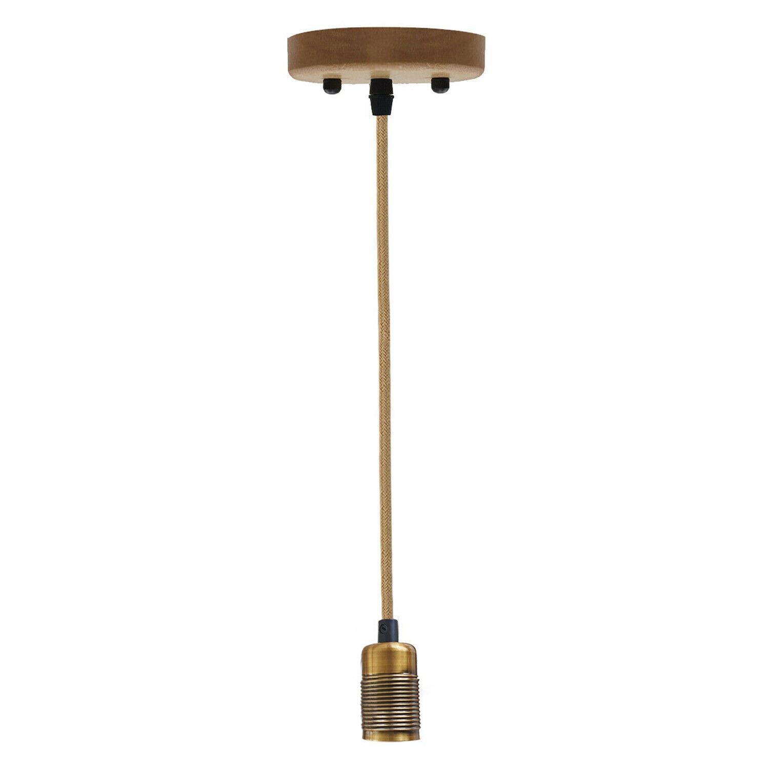 Vintage Industrial E27 Bulb Holder Screw Ceiling Rose Lamp Hemp Pendant Indoor Hanging Light Fitting Conservatory, Dining Room, Foyer, Garage~1191 - LEDSone UK Ltd