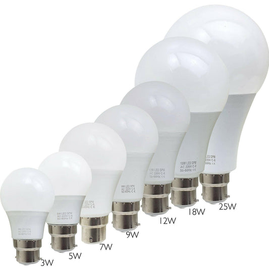 3 X Energy Saving LED Light Cool White Bulbs B22 Bayonet Screw Lamp 3W-25W GLS~1443 - LEDSone UK Ltd