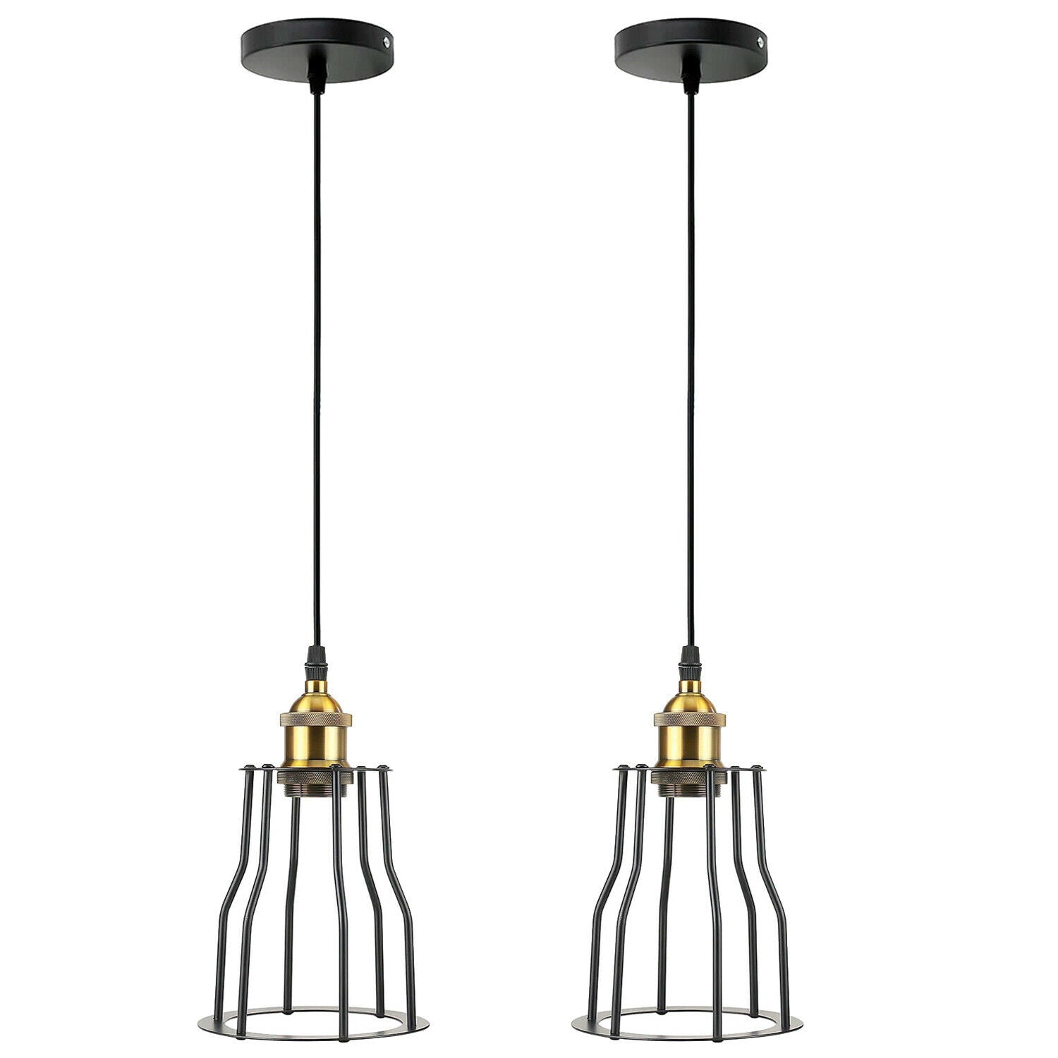 2 Pack Vintage Industrial Modern Retro Loft Cage Ceiling Lamp Cage Pendant Lights~3562 - LEDSone UK Ltd