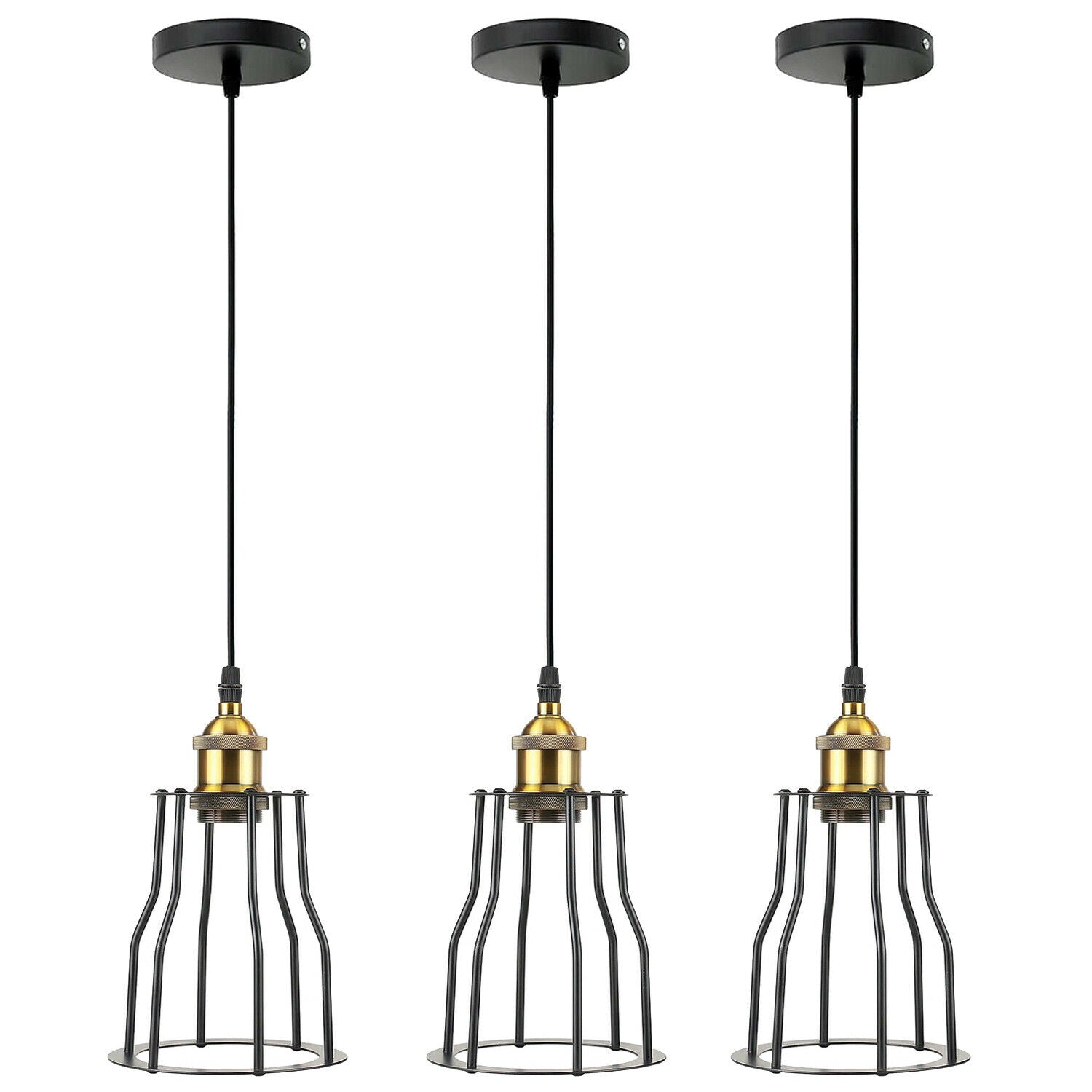 3 Pack Vintage Industrial Modern Retro Loft Cage Ceiling Lamp Cage Pendant Lights~3561 - LEDSone UK Ltd
