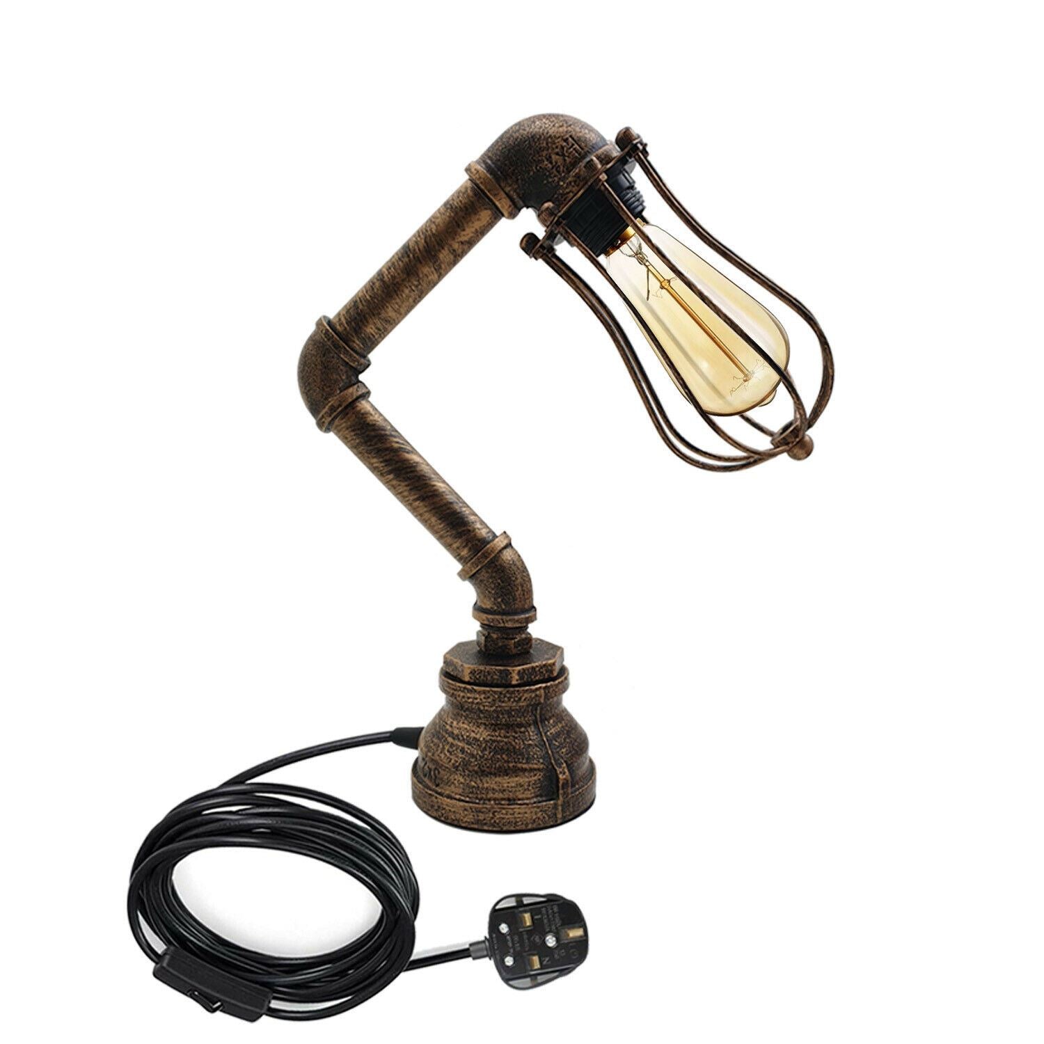 Brushed Copper Water Pipe Table Lamp