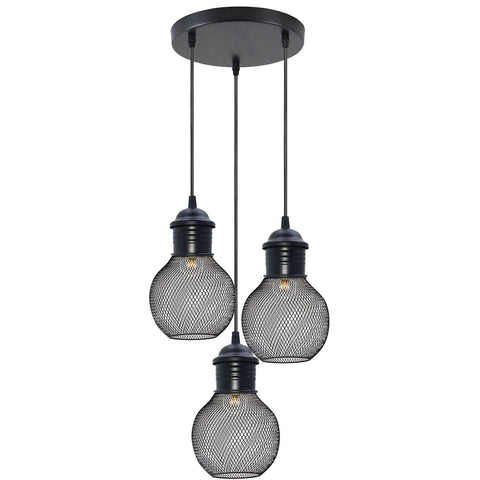 3Head Modern Vintage Industrial Retro Loft Cage Ceiling Lamp Shade Pendant Light~1325