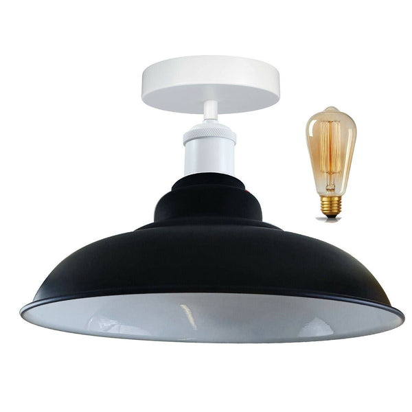 Metalen plafondlampenkappen voor gangen ~1192 – Met lamp / Zwart