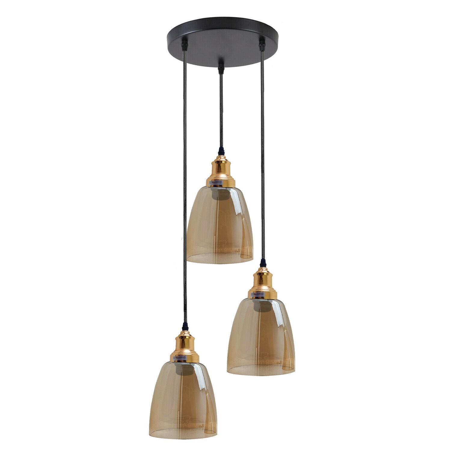 3 Outlet Industrial Retro Loft Glass Ceiling Lampshade Pendant Light~1428 - LEDSone UK Ltd