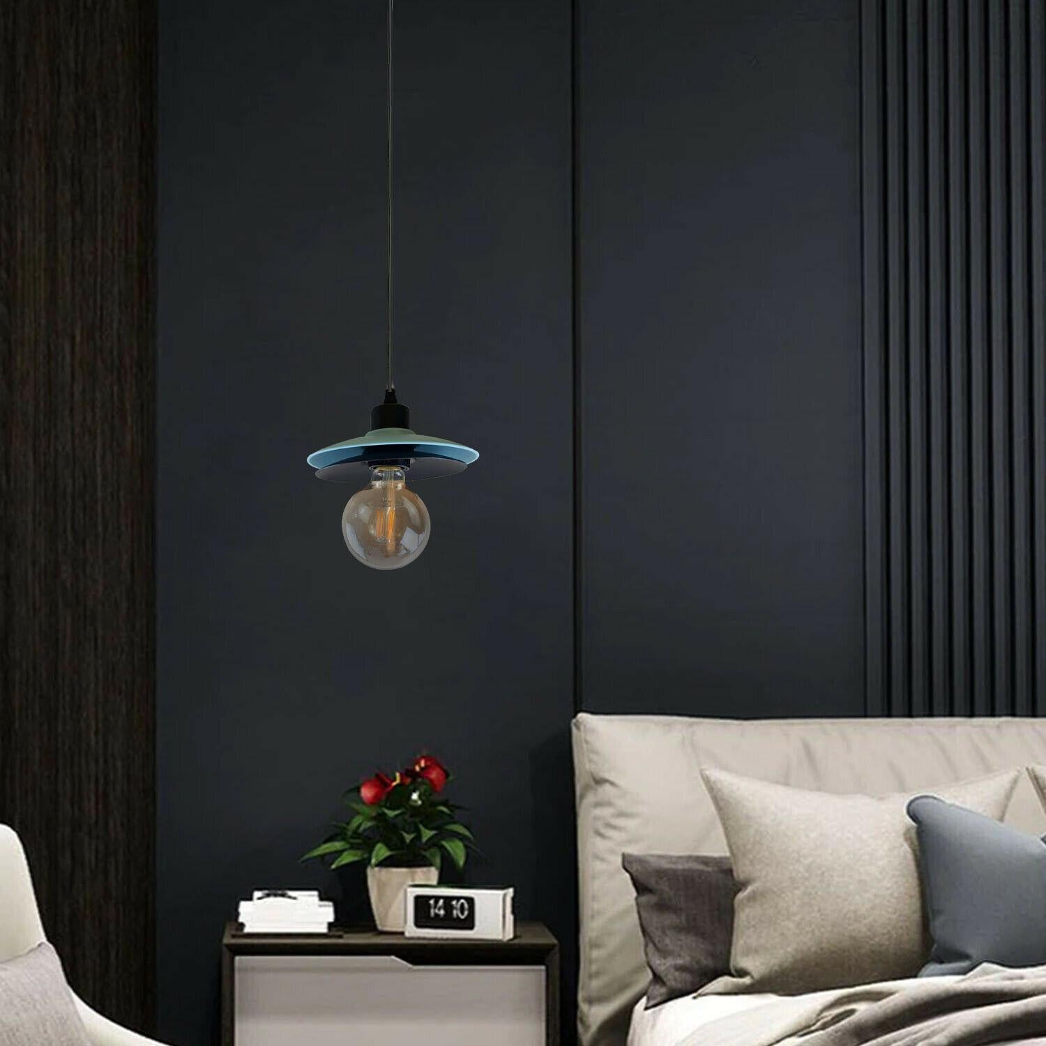 Double Shade Black And Blue Ceiling Hanging Pendant Light~1430 - LEDSone UK Ltd