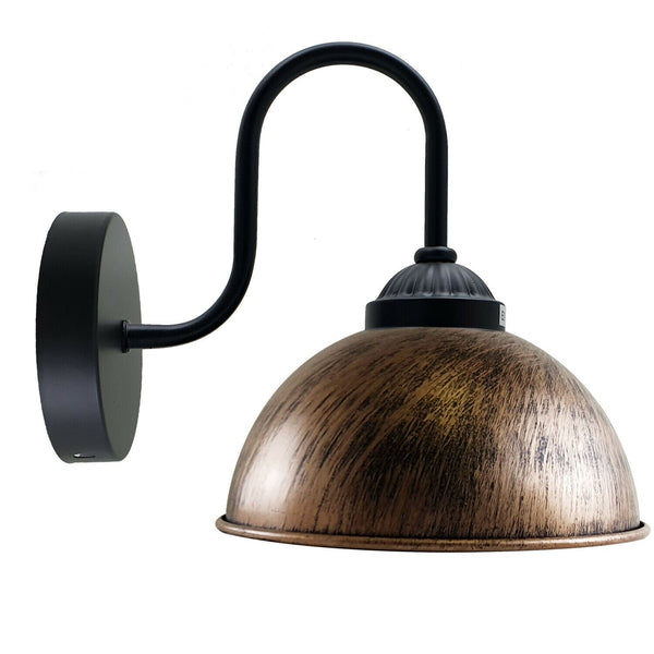 Retro Wall Lamp with Dome Metal Shade, E27 Indoor Wall Lighting Fixtures~1264 – Without Bulb / Brushed Copper