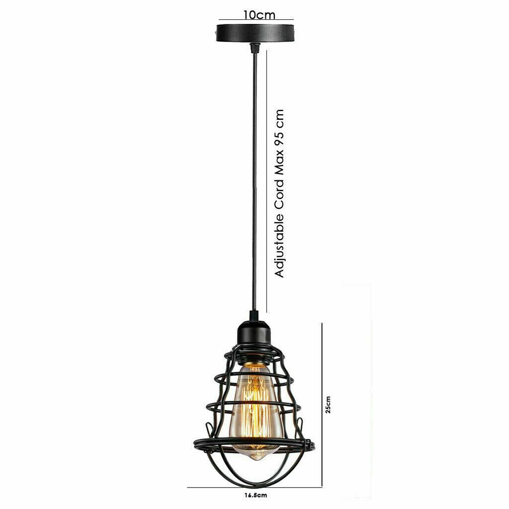 Vintage Modern Black Hanging Pendant Light Ceiling Lamp With95cm Adjustable Wire For Kitchen, Bedroom, Living room~1360 - LEDSone UK Ltd