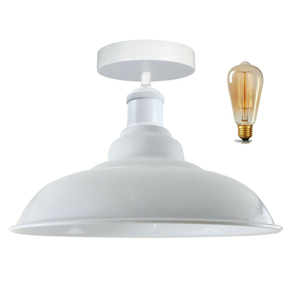 Metalen plafondlampenkappen voor gangen ~1192 – Met lamp / Wit