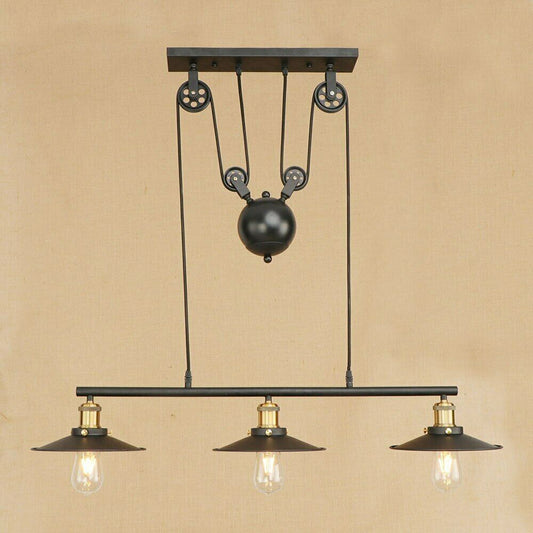 LEDSone Industrial Vintage Ceiling Pendant Pulley Pipe Lights Hanging Triple Island Lamp with E27 holder ~3449 - LEDSone UK Ltd