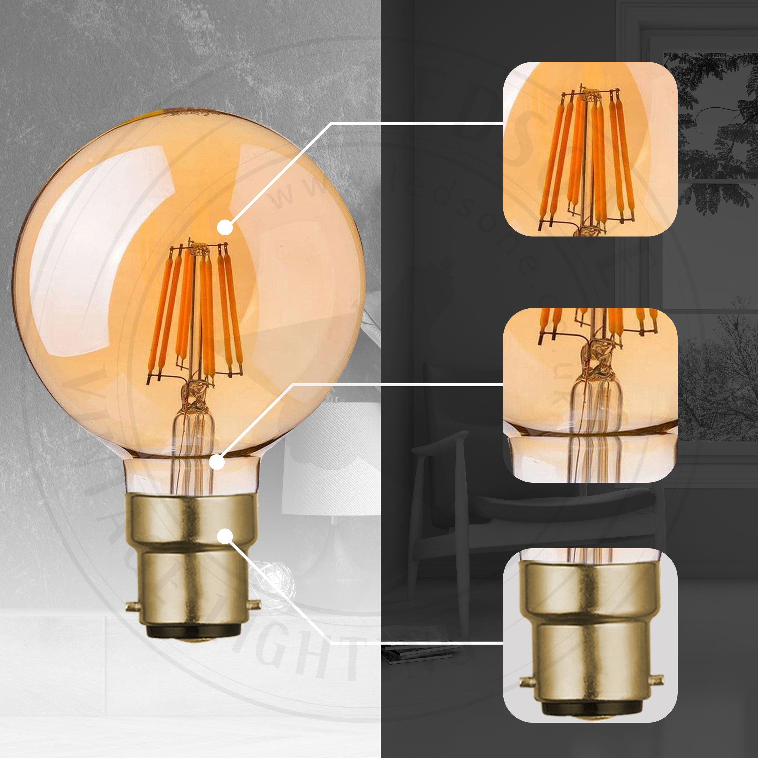 B22 vintage on sale led bulb