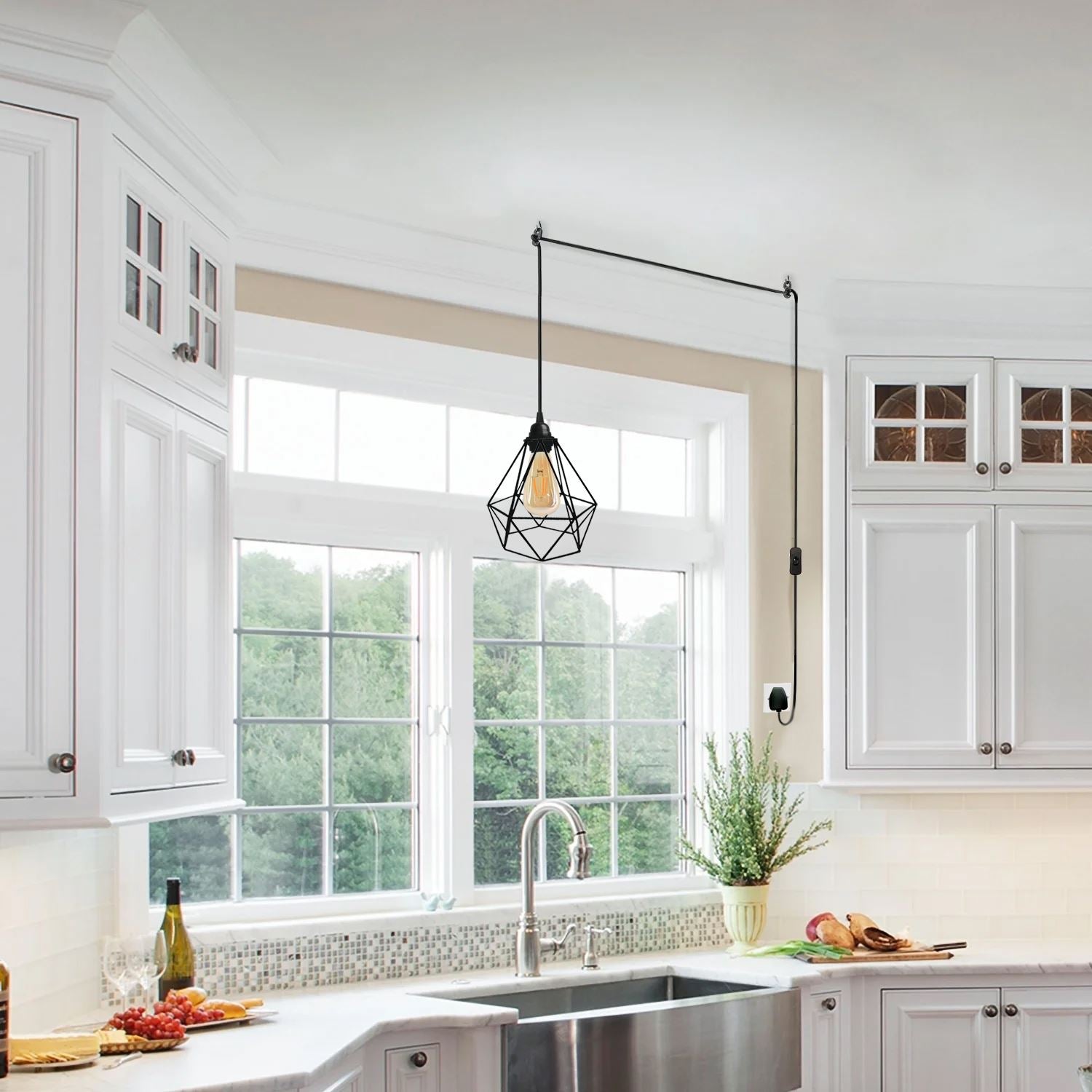 Plug in kitchen on sale light fixture