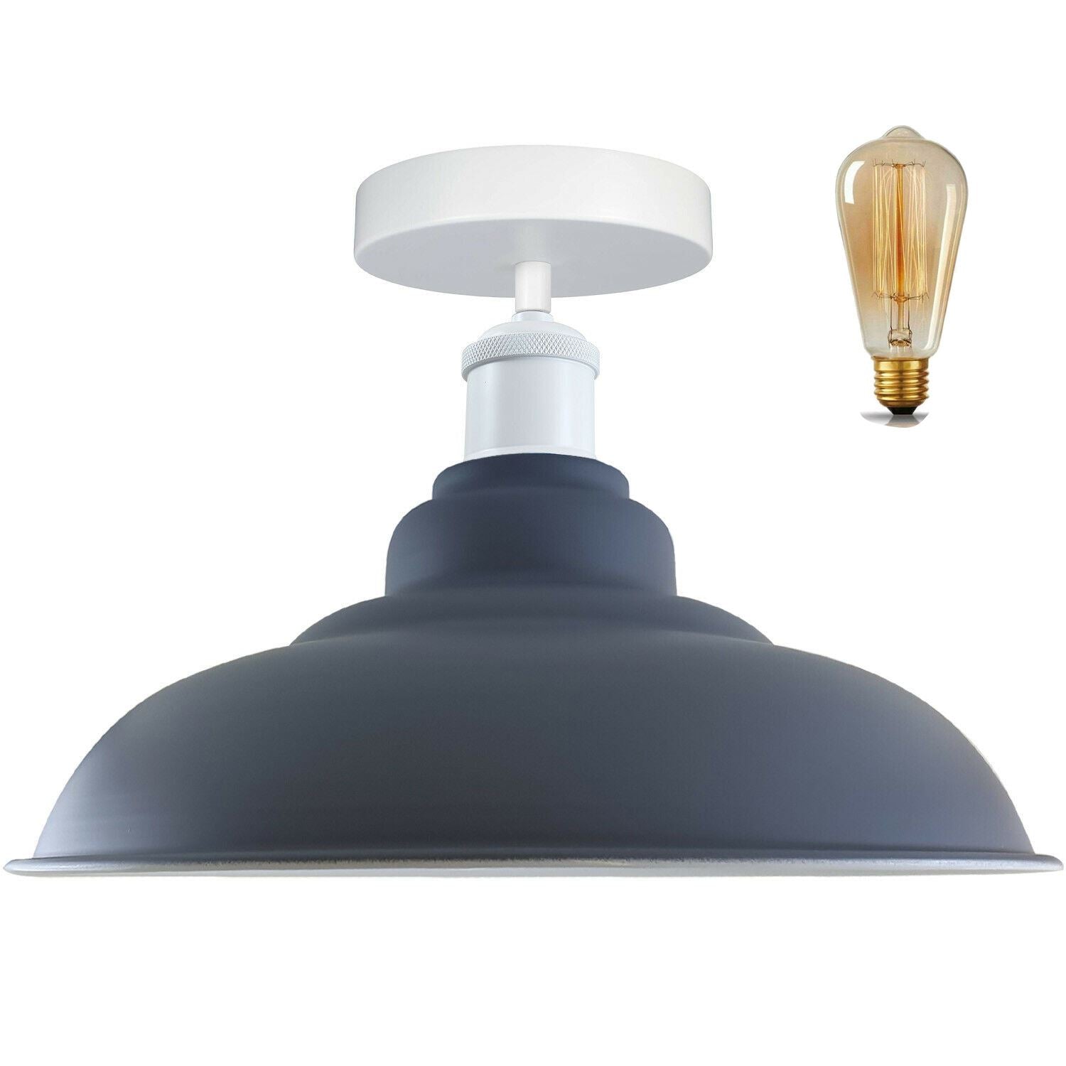 Modern Industrial Style Ceiling Light Fittings Metal Flush Mount Bowl Shape Shade Indoor Lighting, E27 Base~1192 - LEDSone UK Ltd