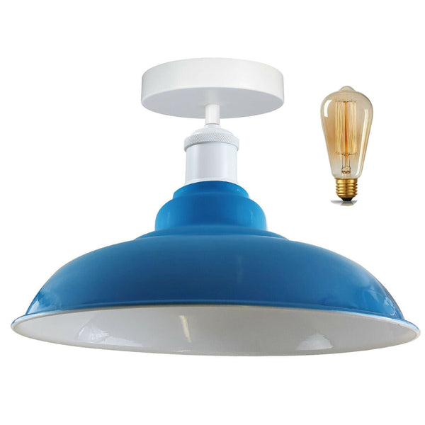 Metalen plafondlampenkappen voor gangen ~1192 – Met lamp / Lichtblauw
