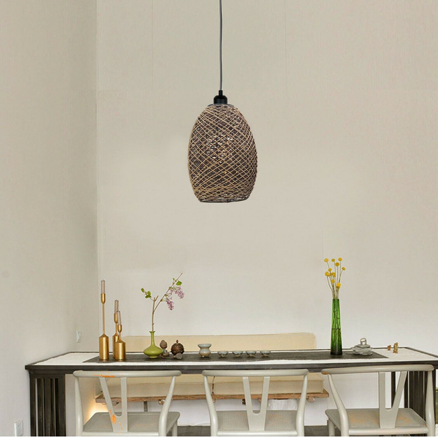 Rattan Wicker Ceiling Pendant Light Shade Hanging Light Antique décor Lampshade~1334 - LEDSone UK Ltd