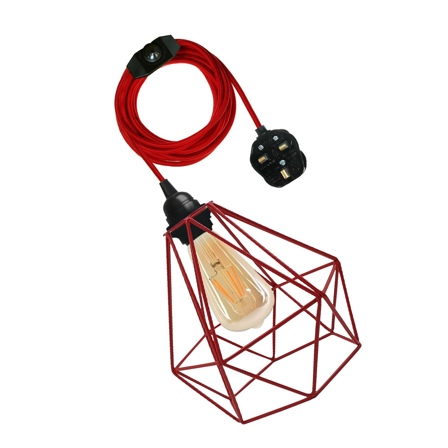 Vintage Fabric Flex Cable Plug in Pendant Lamp E27 Fitting