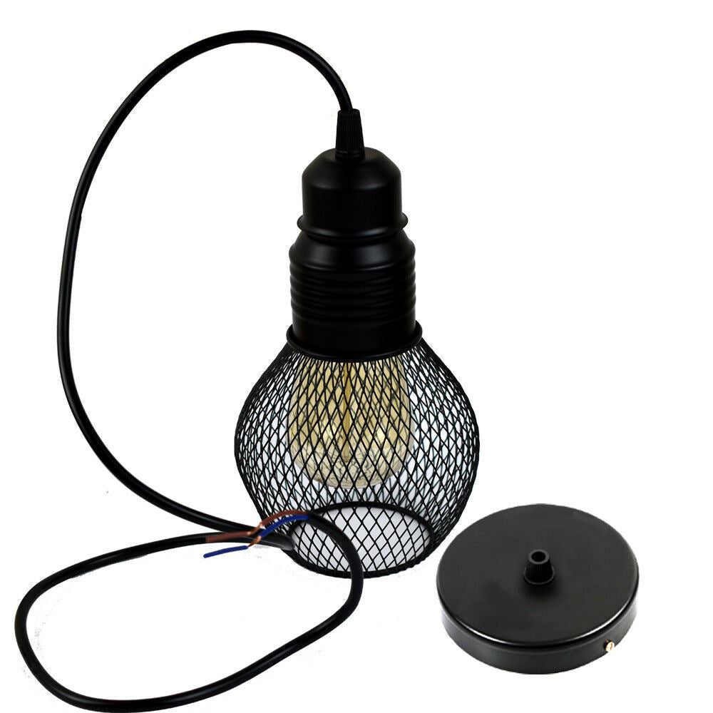 modern ceiling pendant lamp cage fitting black small vintage light~1352 - LEDSone UK Ltd