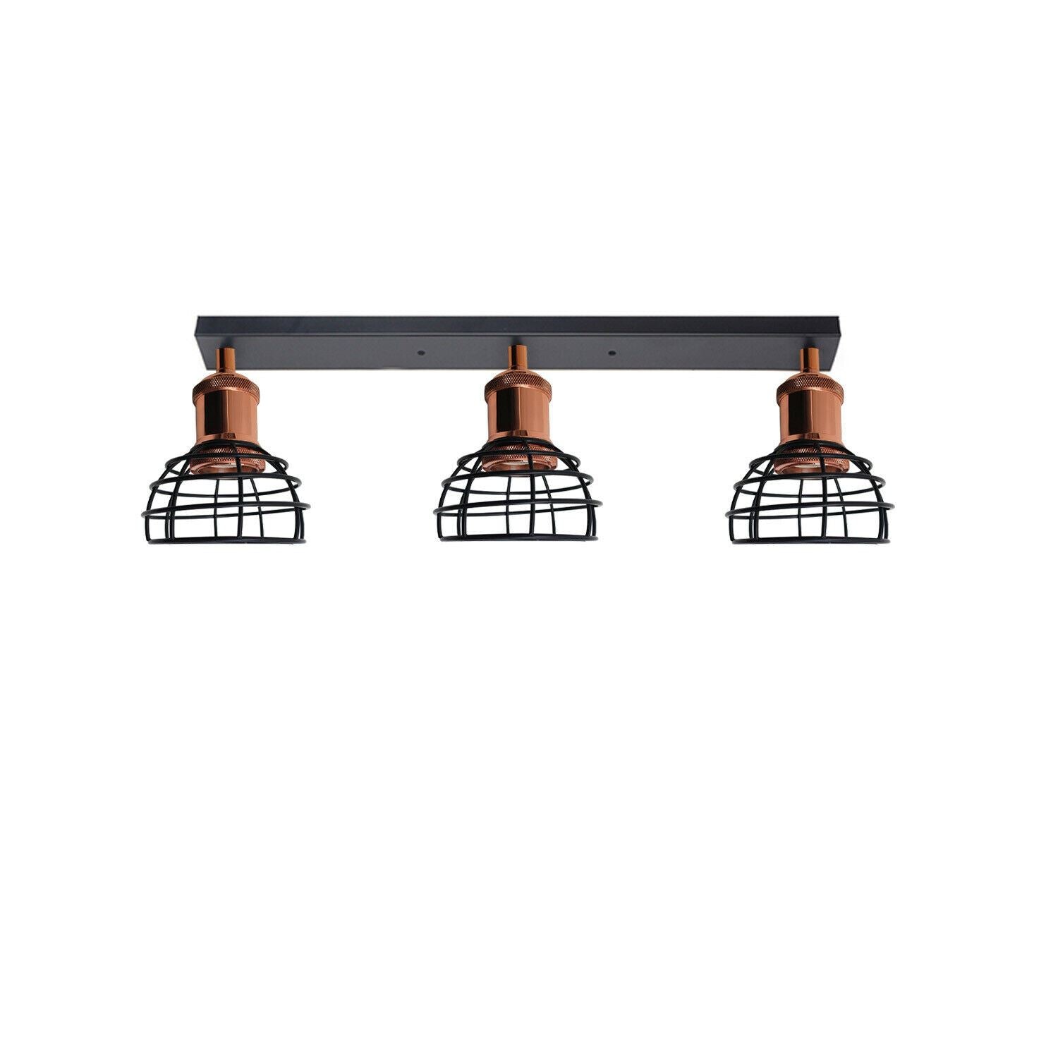 Industrial 3 Way Ceiling Light Fitting Indoor Ceiling Mount Light Black Metal Lamp Shade~1195 - LEDSone UK Ltd