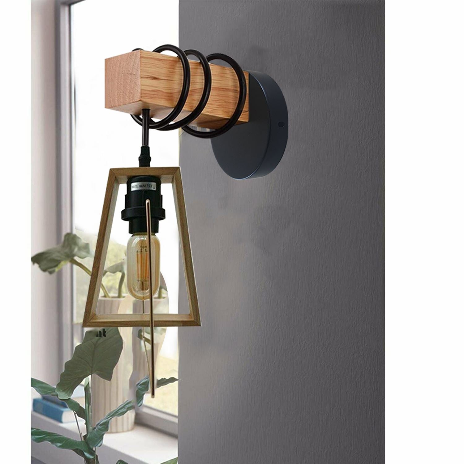 Modern Vintage Retro Industrial Wood Sconce Wall Light Lamp Fitting Fixture~1240 - LEDSone UK Ltd