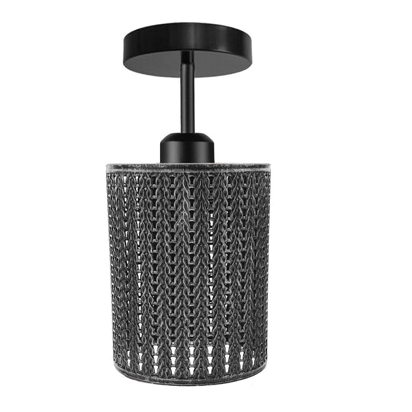 Industriële draadlampenkap ~3211 – Geborsteld zilver / Met lamp