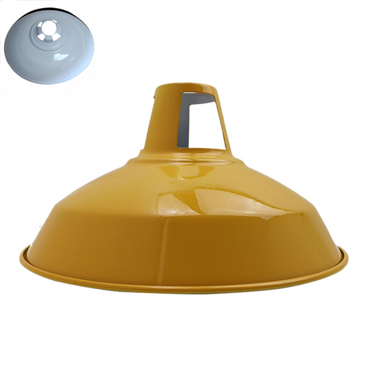 Industrial Style Barn Slotted Lamp Shade Metal Yelow Ceiling Pendant Light Shade~1076