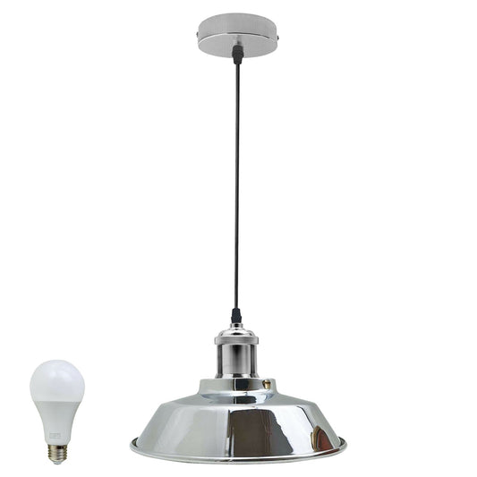 Vintage Modern Industrial Ceiling Lamp Shade Pendant Light Retro Loft Satin Nickel~1322 - LEDSone UK Ltd