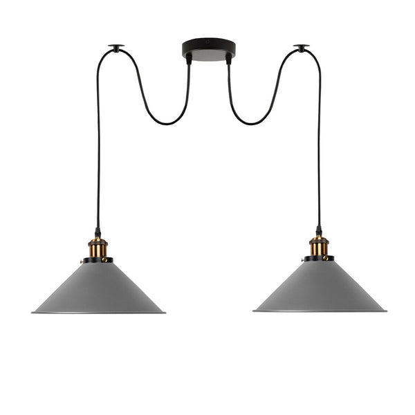 2-way Retro Industrial ceiling cable E27 Hanging lamp pendant light~3403 – Grey / No